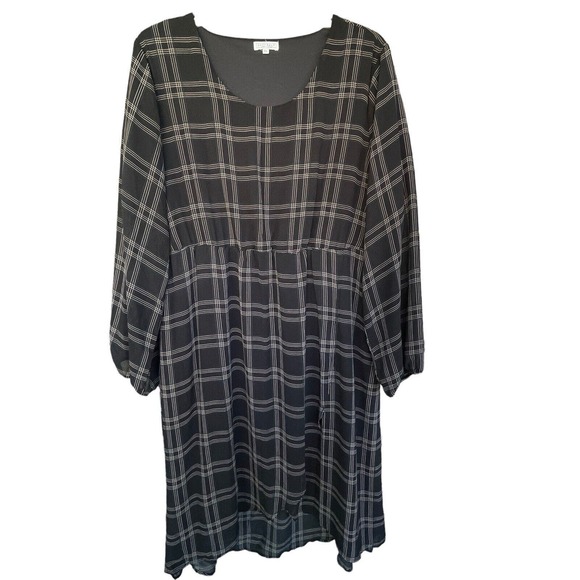 Sweet Salt Midi Dress Plus Size XXL Blue Plaid Lined Long Sleeve Modest Office - Picture 1 of 12